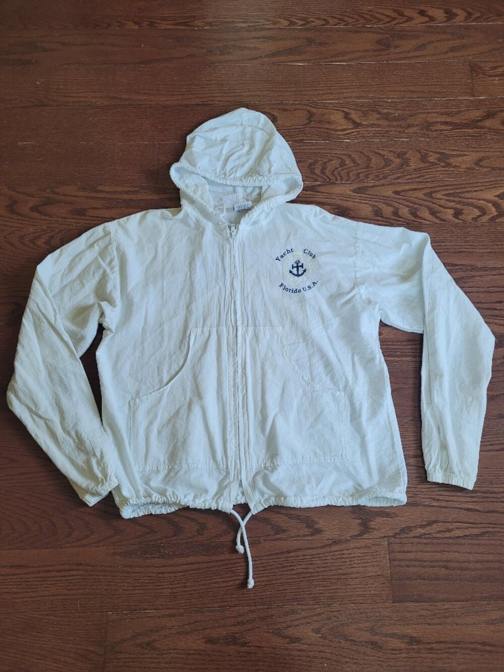 Vintage Yacht Club Florida USA Windbreaker Jacket White Nautical Anchor Unisex S
